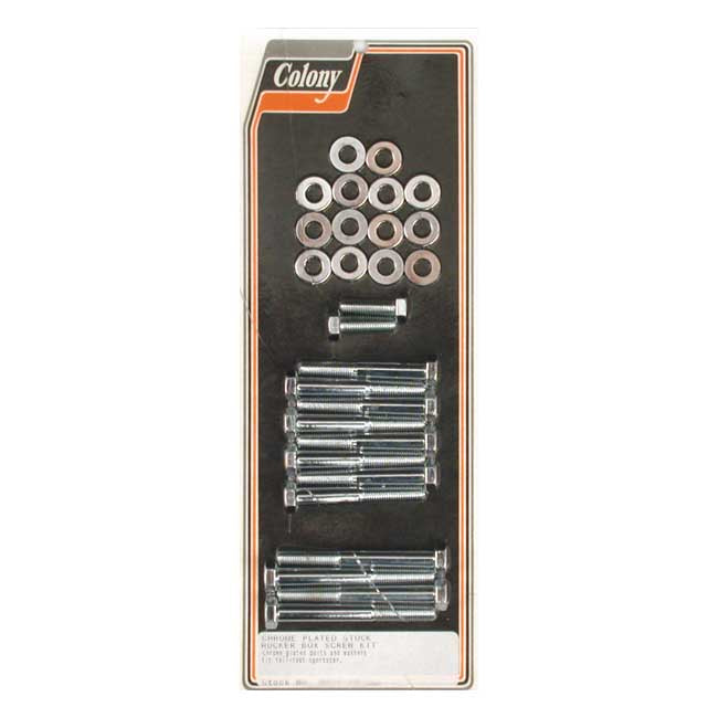 Colony, Sportster rocker box bolt kit. Hex, chrome — 77-85 XL Sportster (NU)