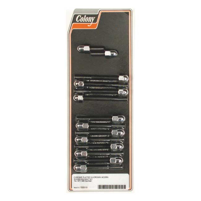 Colony, Sportster rocker box bolt kit. Acorn, chrome — 77-85 XL Sportster (NU)