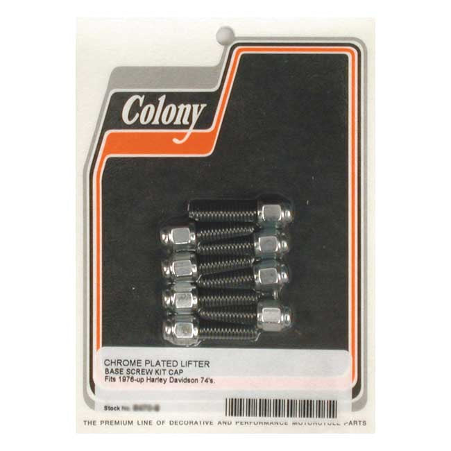 Colony, tappet block mount kit. Cap style, chrome — L76-84 Shovelhead; 84-99 Evo Big Twin (NU)