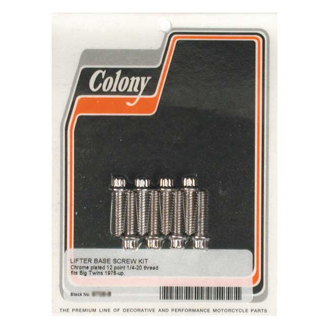 Colony, tappet block mount kit. OEM style, chrome — L76-84 Shovelhead; 84-99 Evo Big Twin (NU)