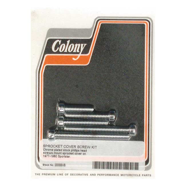 Colony, sprocket cover mount kit. Chrome — 77-80 XL Sportster (NU)
