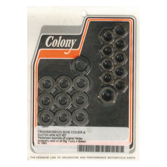 Colony, transmission side cover nut kit. Parkerized Hex