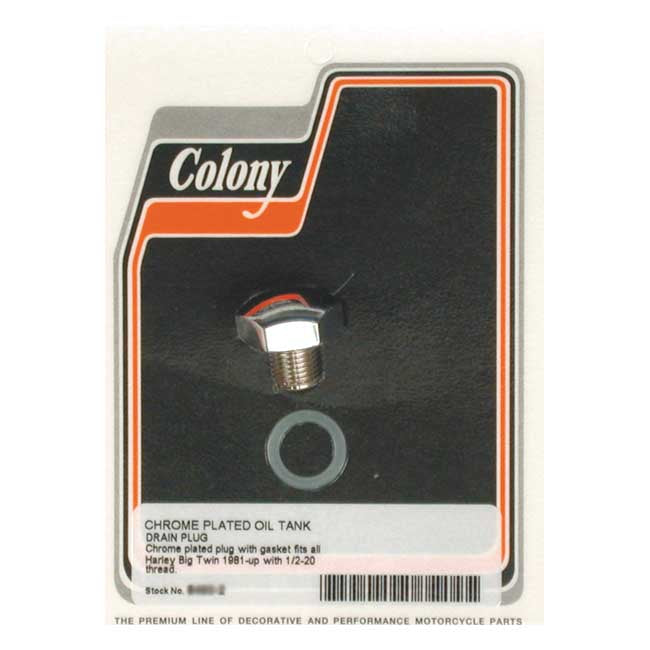 GW, oil drain plug, hex head 1/2"-20. Chrome