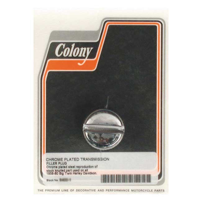 Colony, transmission fill plug. OEM round slotted — 36-86 4 speed Big Twin (NU)