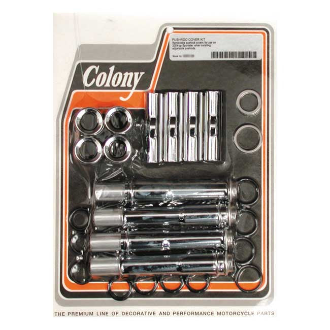 Colony, XL multiple-parts pushrod cover conversion kit — 04-22 XL Sportster; 08-12 XR1200. (With OEM one-piece or custom adjustable pushrods) (NU)
