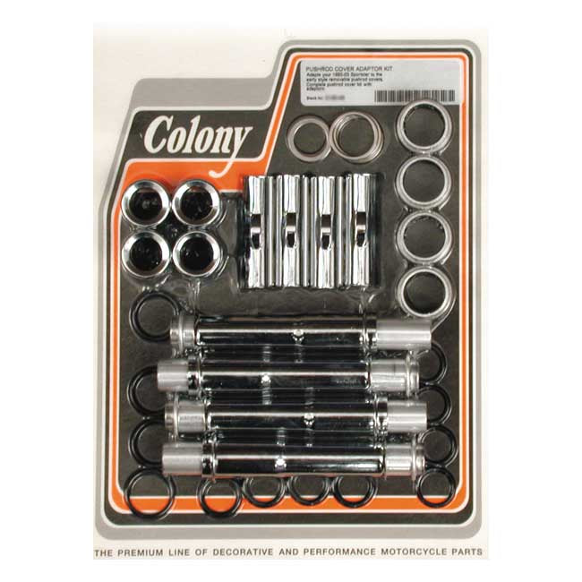Colony, XL multiple-parts pushrod cover conversion kit — 91-03 XL Sportster with stock or adjustable pushrods (NU)