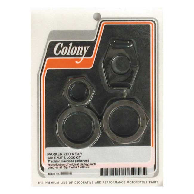 Colony rear axle nut & lock kit — 30-72 H-D (NU) (Excl. 45" & all VL models)