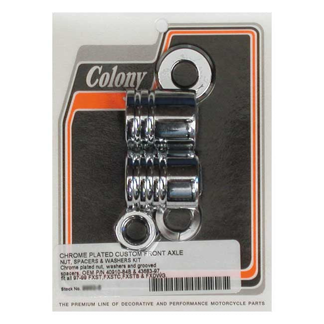Colony axle spacer kit front, grooved — 97-99 FXST/C/B; 97-99 FXDWG (NU)