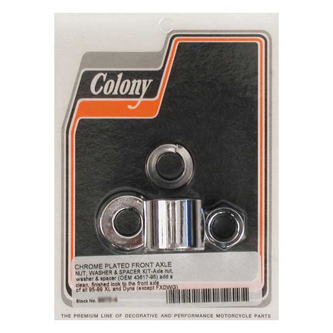 Colony axle spacer kit front, smooth — 95-99 Dyna (Excl. FXDWG); 95-99 XL Sportster (NU)