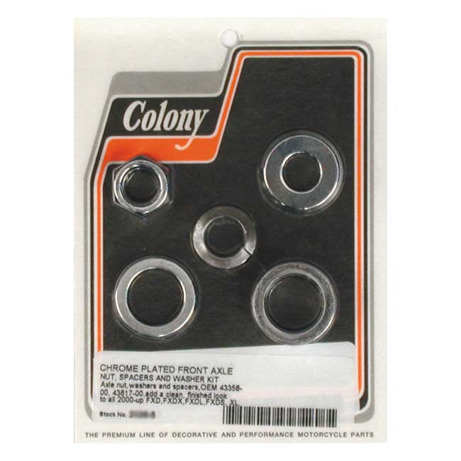 Colony axle spacer kit front, smooth — 00-03 (NU) Dyna (Excl. FXDWG/I); 00-06 XL Sportster