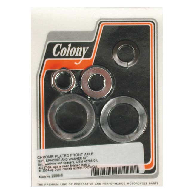 Colony axle spacer kit front, smooth — 04-05 Dyna (NU) (Excl. FXDWG/I)