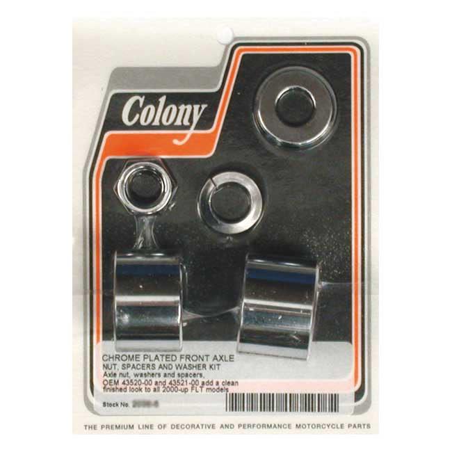Colony axle spacer kit front, smooth — 00-06 FLT/Touring