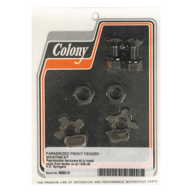 Colony, front fender mount kit. Parkerized — 36-48 Big Twin (NU)