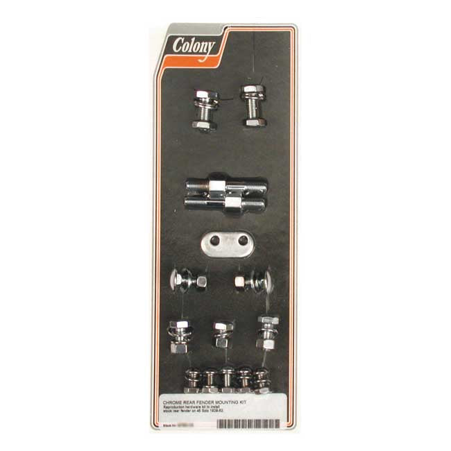 Colony, rear fender mount kit. Chrome — 29-52 45" solo Flatheads (NU)