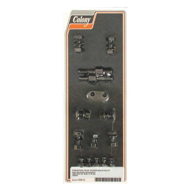 Colony, rear fender mount kit. Parkerized — 29-52 45" solo Flatheads (NU)