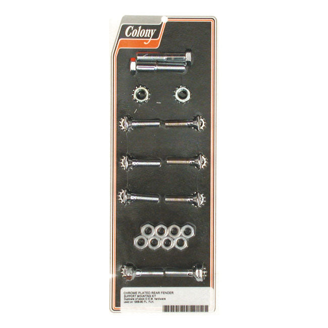Colony, rear fender mount kit. Chrome — 58-80 4-speed FL; FLH (NU)