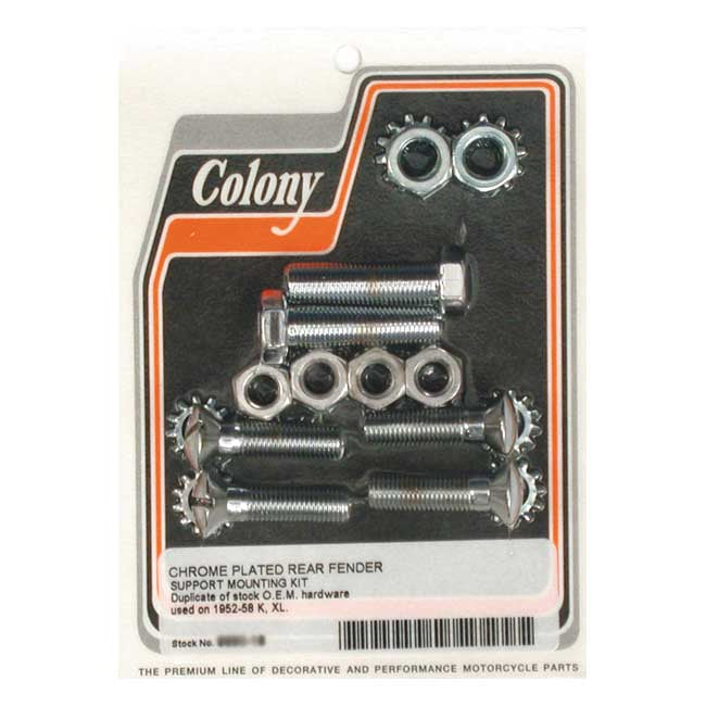 Colony, rear fender mount kit. Chrome — 52-56 K; KH; 57-58 XL Sportster (NU)