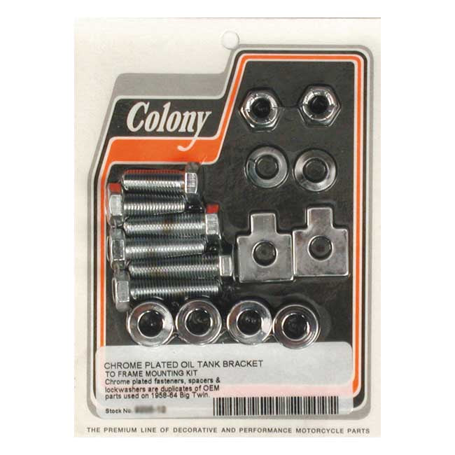 Colony, oil tank mount kit. Chrome — 58-64 Big Twin (NU)