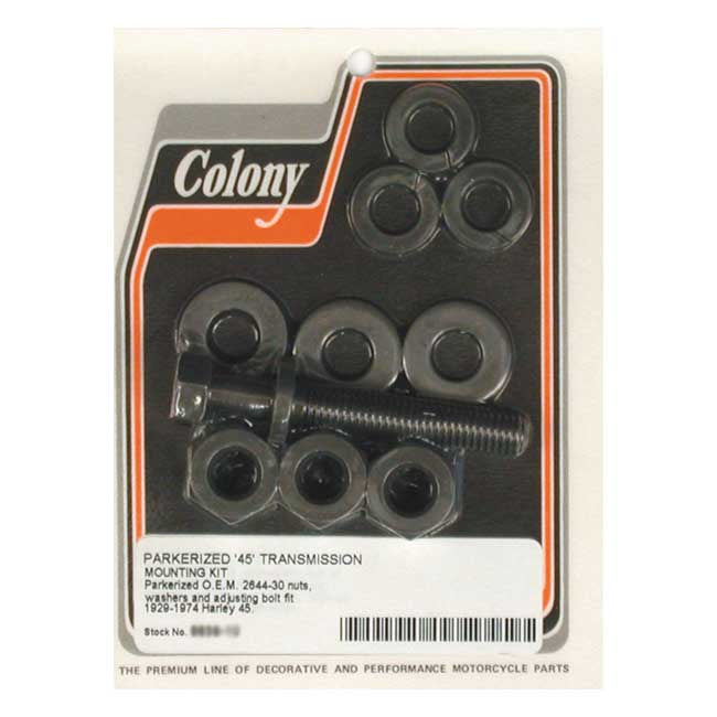 Colony, transmission mount kit. Black parkerized — 29-73 45" Flathead (NU)