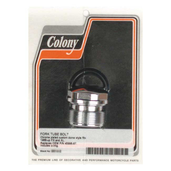 Colony, 39mm fork tube plug. Custom Domed. Chrome