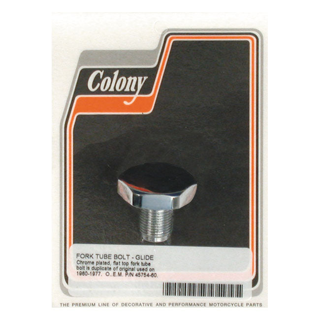 Colony, 41mm fork tube cap bolt. Chrome — 49-E77 Big Twin (NU)