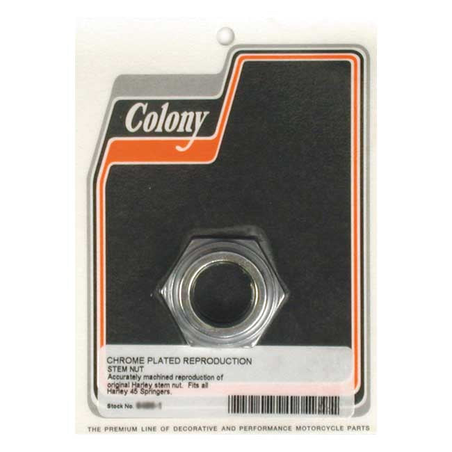 Colony, Springer fork stem nut. Chrome — 29-73 45" Flathead (NU)