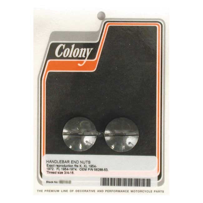 Colony handlebar end plugs — 54-74 FL; 54-72 K; XL Sportster (NU)