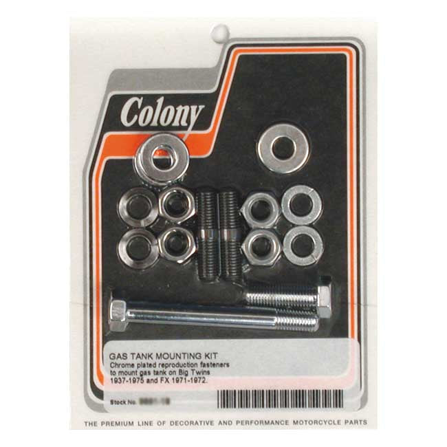 Colony. 37-75 gas tank mount kit. Chrome