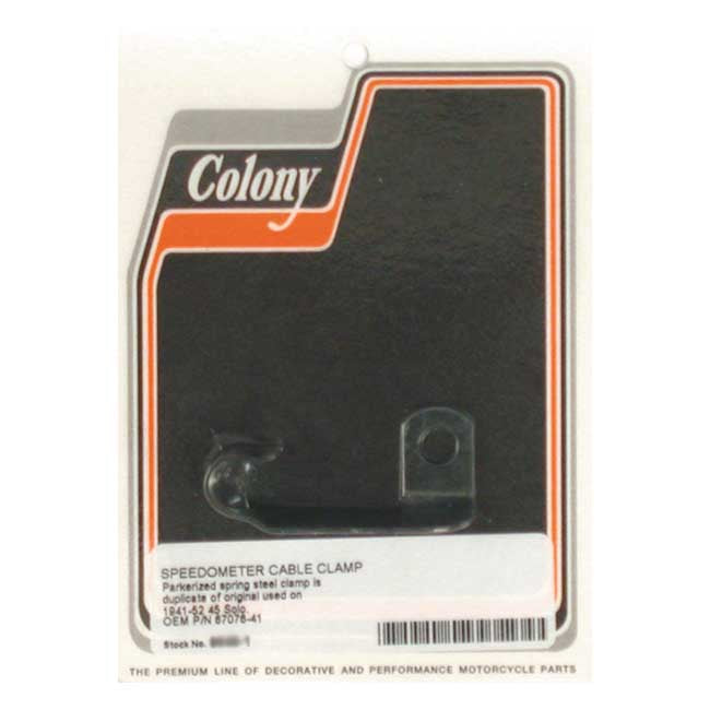 Colony, speedo cable clamp. Black parkerized — 41-52 45" Flathead solo (NU)