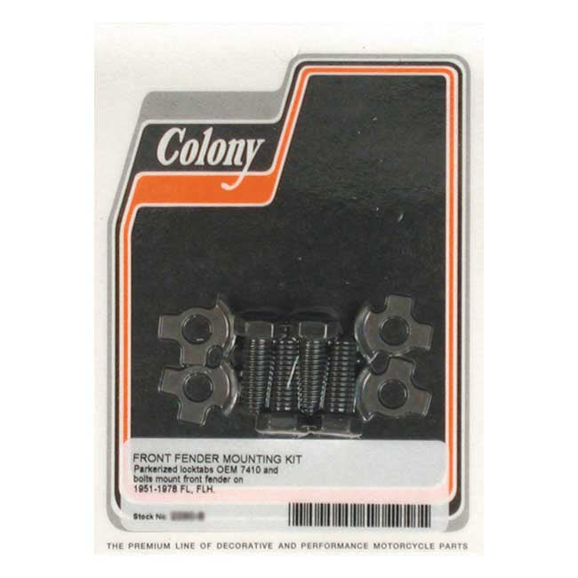 Colony, front fender mount kit. Parkerized — 51-78 FL; FLH (NU)