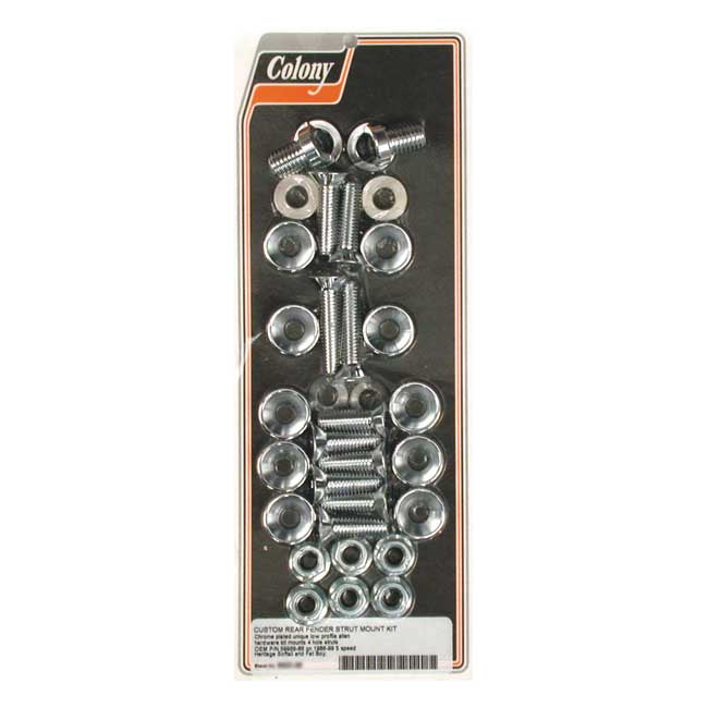 Colony, fender strut mount kit. Chrome — 86-99 5-speed Softail Heritage & Fat Boy (4-hole struts)