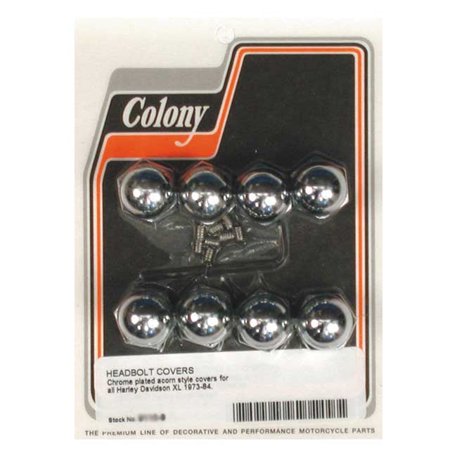 Colony, head bolt cover kit. Acorn, chrome — 73-84 XL Sportster (NU)
