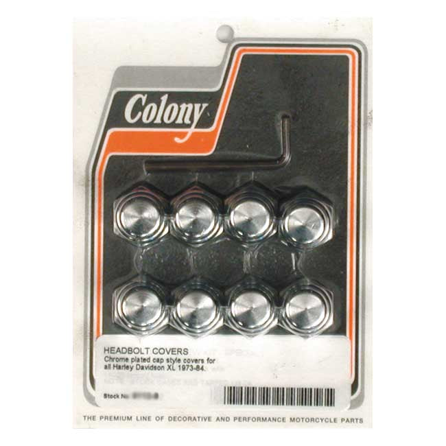 Colony, head bolt cover kit. Cap style, chrome — 73-84 XL Sportster (NU)