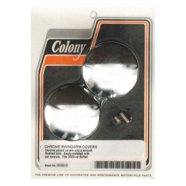 Colony, swingarm pivot bolt cover set. Chrome, domed — 00-07 Softail (NU)