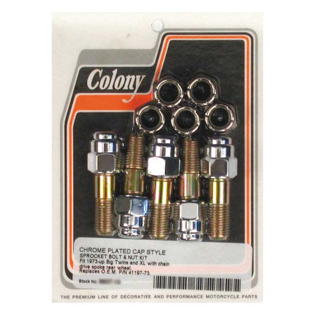 Colony sprocket bolt & nut kit — 73-84 Big Twin; 79-90 XL Sportster (NU)