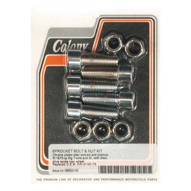 Colony sprocket bolt & nut kit — 73-84 Big Twin; 79-90 XL Sportster (NU)