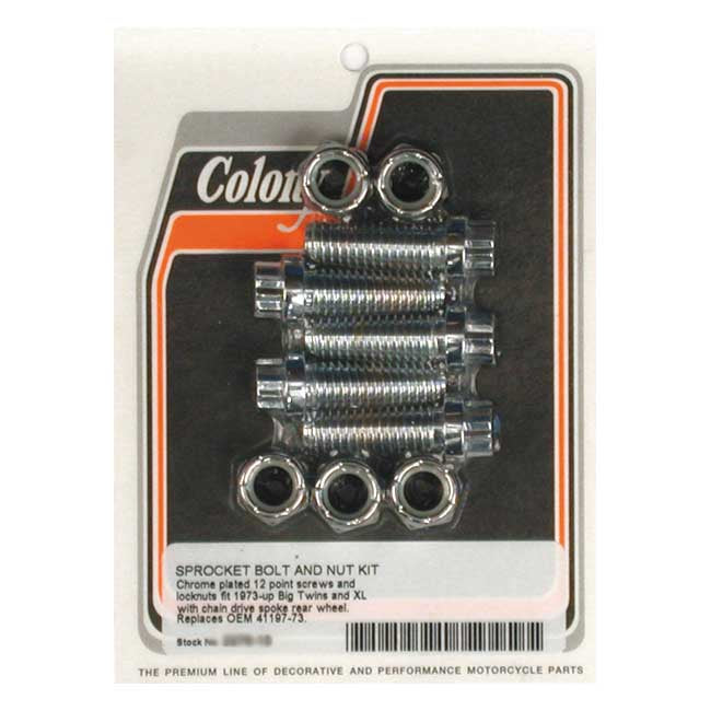 Colony sprocket bolt & nut kit — 73-84 Big Twin; 79-90 XL Sportster (NU)