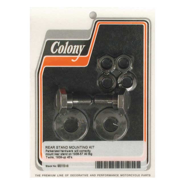 Colony, rear stand mount kit. Black — 38-57 OHV & Flathead Big Twin; 39-52 45" Flathead