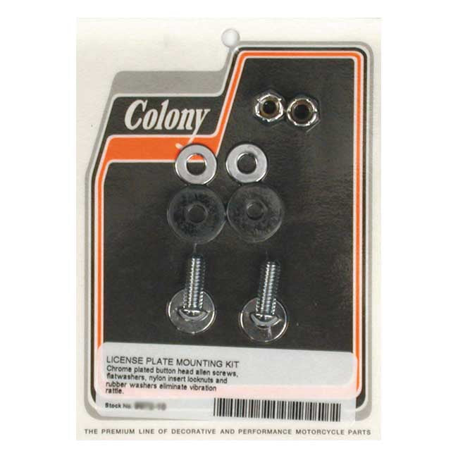 Colony license plate mount kit. Buttonhead. Chrome