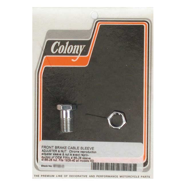 Colony, front brake cable adjuster. Chrome — 28-40 H-D (NU)