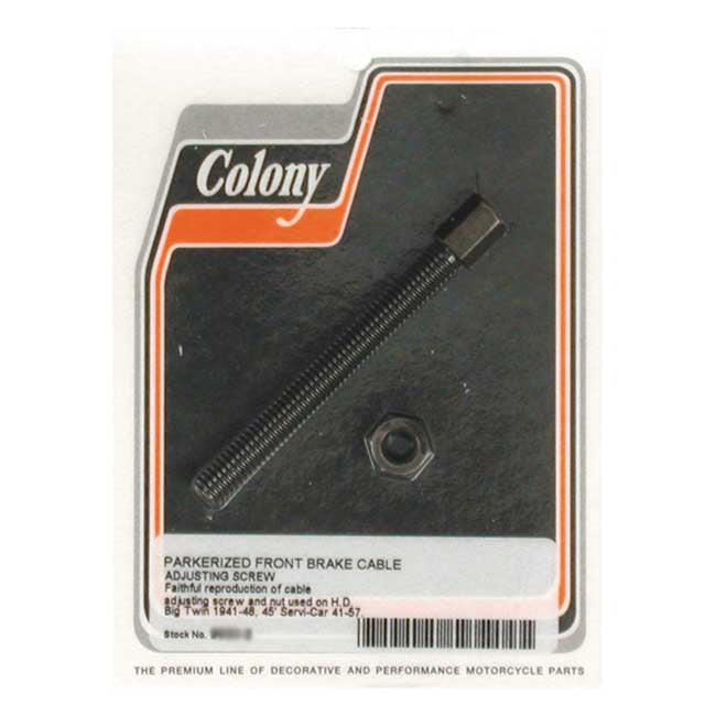 Colony, front brake cable adjuster. Black parkerized — 41-48 Big Twin; 41-52 45"; 41-57 45" Servicar (NU)