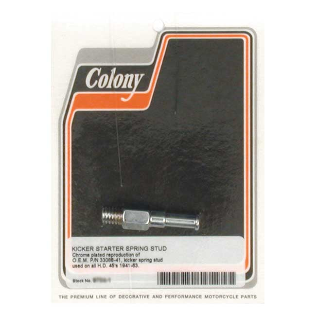 Colony, kickstart return spring stud. Chrome — 41-63 45" Flathead solo & Servi-Car (NU)
