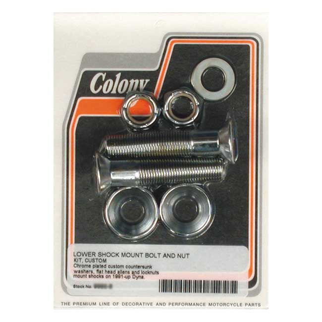 Colony, lower Dyna shock mount  kit. Chrome — 91-01 Dyna (NU)