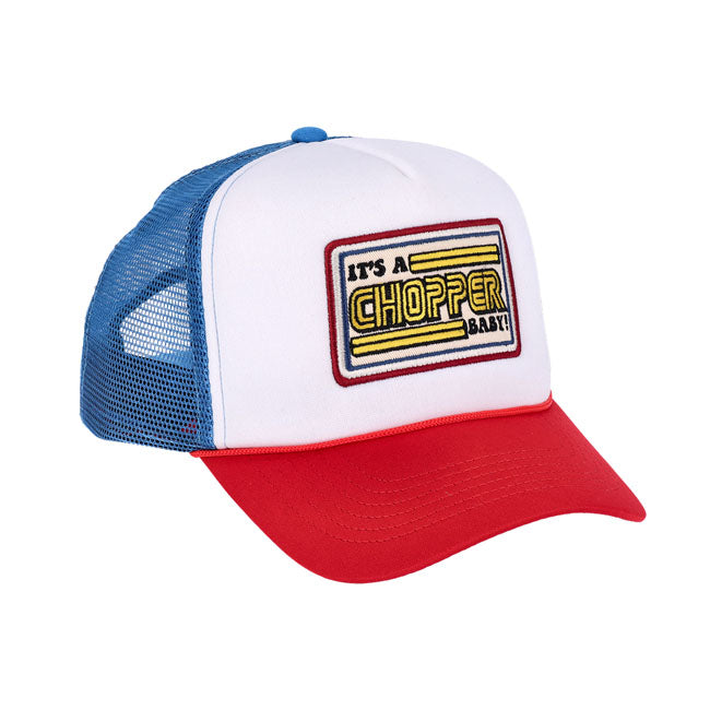 13 1/2 It''s a Chopper Baby trucker cap blue/red/white