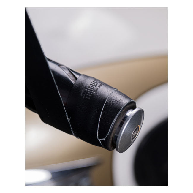 Trip Machine, leather handlebar grip wraps. Black