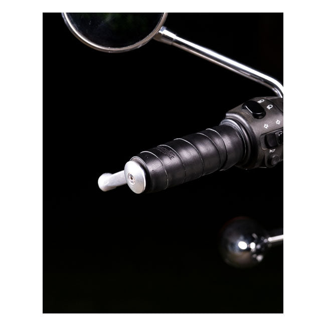 Trip Machine, leather handlebar grip wraps. Black