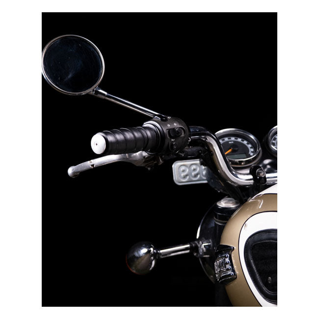Trip Machine, leather handlebar grip wraps. Black