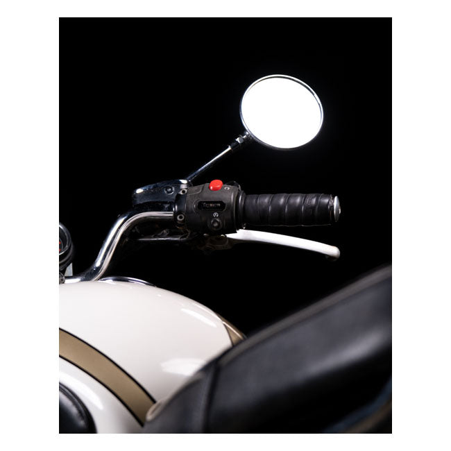 Trip Machine, leather handlebar grip wraps. Black