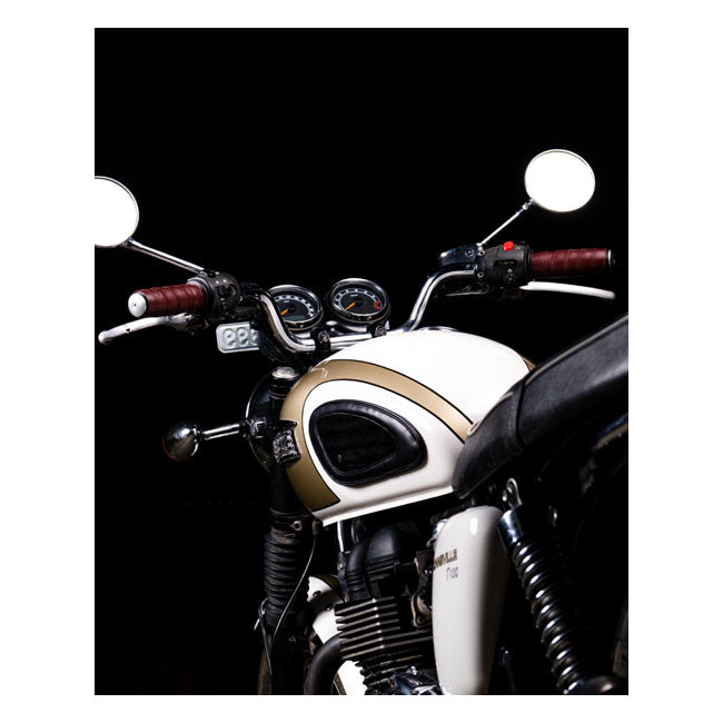Trip Machine, leather handlebar grip wraps. Cherry red