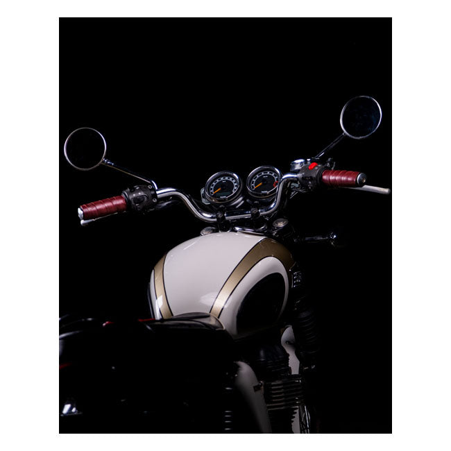 Trip Machine, leather handlebar grip wraps. Cherry red